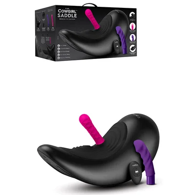 cowgirl saddle remote controlled sex machine with two attachments