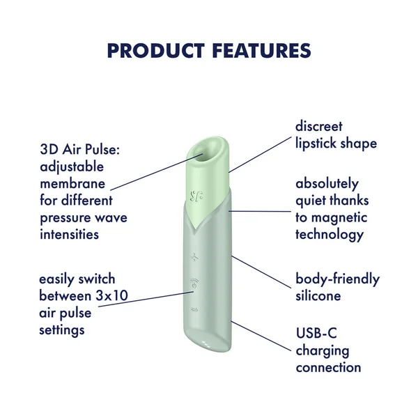 Satisfyer Naughty Kiss - Mint Green USB Rechargeable Air Pulse Stimulator — image 3 of 9