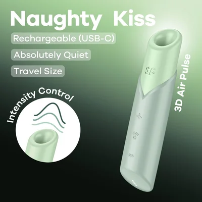 satisfyer naughty kiss mint green usb rechargeable air pulse stimulator
