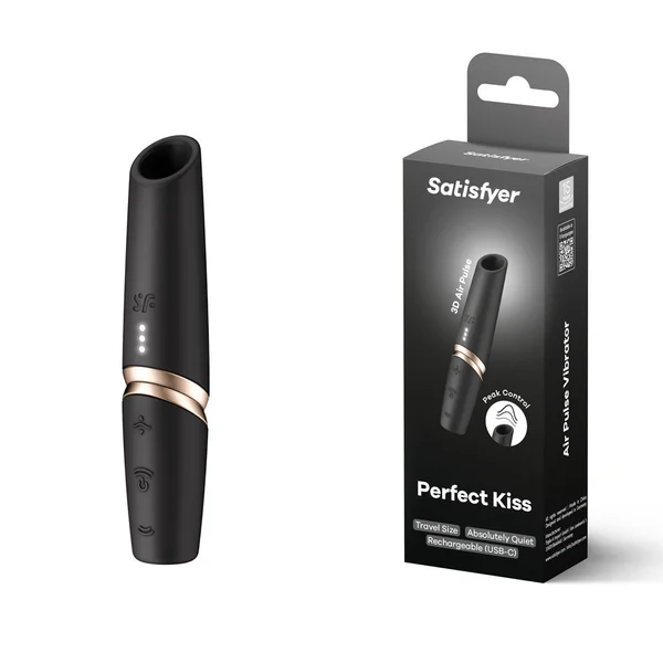 Satisfyer Perfect Kiss - Black USB Rechargeable Air Pulse Stimulator — image 2 of 9