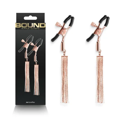 bound d2 adjustable tassel rose gold nipple clamps