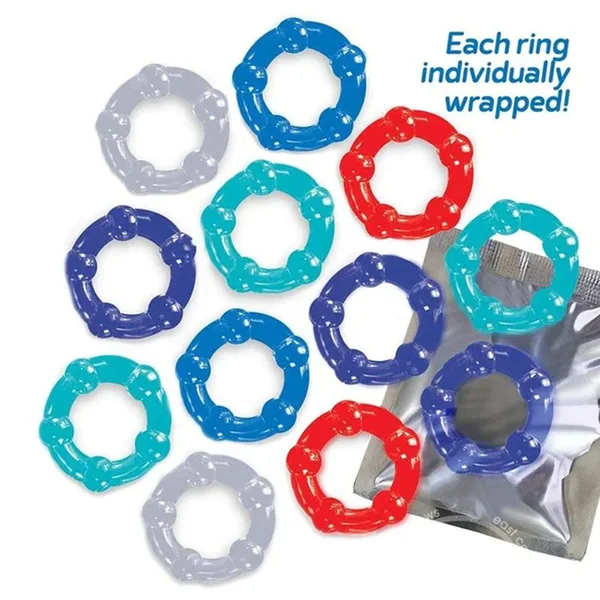 Baller's Dozen - Beaded - Individually Wrapped Cock Rings - Pack of 12 — image 2 of 2