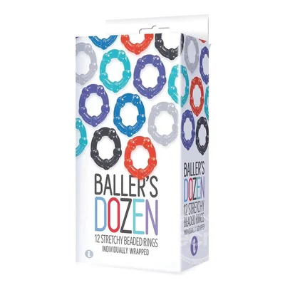 ballers dozen beaded individually wrapped cock rings pack of 12