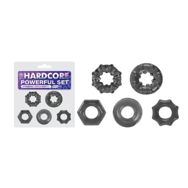 Hardcore Powerful Set Cock Rings - Set of 5 - Smoke Cock Rings - Set of 5 — image 5 of 5