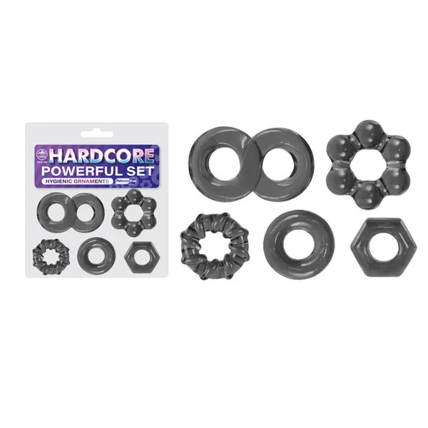 Hardcore Powerful Set Cock Rings - Set of 5 - Smoke Cock Rings - Set of 5 — image 2 of 5