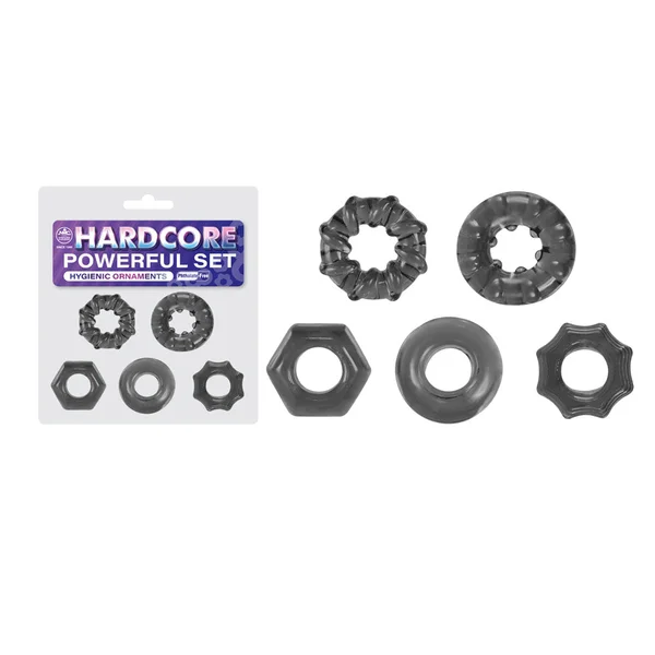 Hardcore Powerful Set Cock Rings - Set of 5 - Smoke Cock Rings - Set of 5 — image 3 of 5