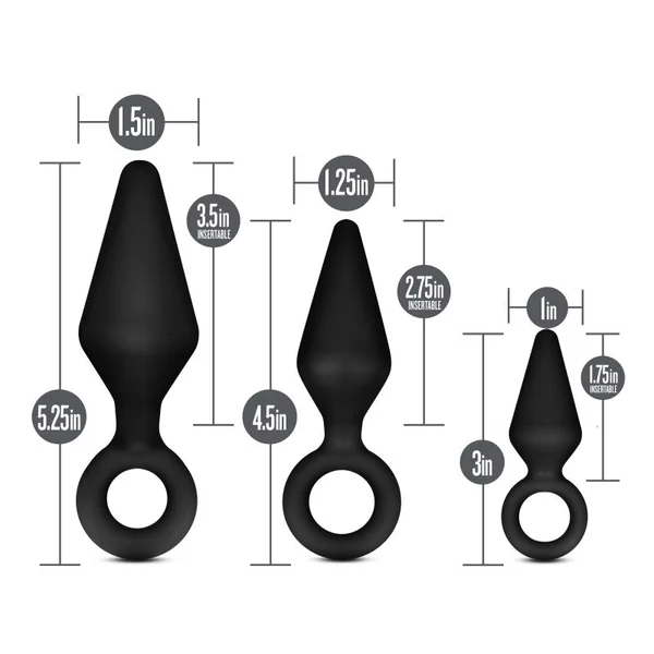 Anal Adventures Platinum Loop Plug Kit - Black Butt Plugs - Set of 3 Sizes — image 4 of 4