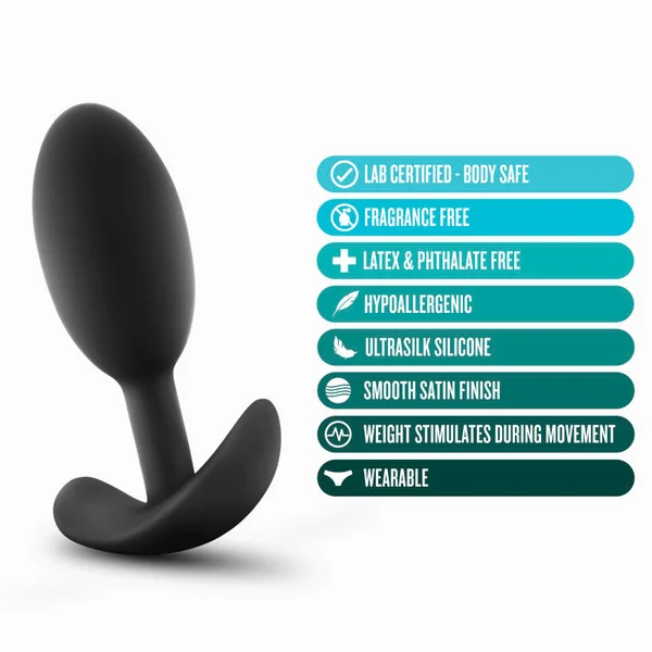 Anal Adventures Platinum Vibra Slim Plug - Black 10.1 cm Butt Plug with Internal Ball — image 3 of 6