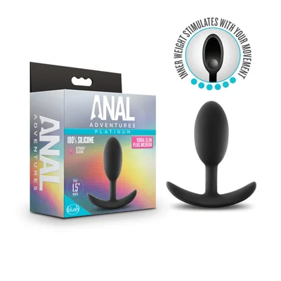 anal adventures platinum vibra slim plug black 101 cm butt plug with internal ball