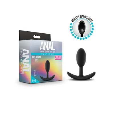 anal adventures platinum vibra slim plug black 89 cm small butt plug with internal ball