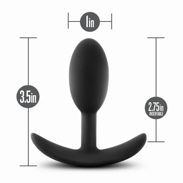 Anal Adventures Platinum Vibra Slim Plug - Black 8.9 cm Small Butt Plug with Internal Ball — image 7 of 7