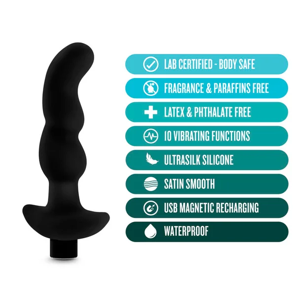 Anal Adventures Platinum Vibrating Prostate Massager 03 - Black USB Rechargeable 15.2 cm Prostate Massager — image 3 of 7