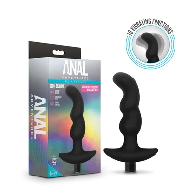 anal adventures platinum vibrating prostate massager 03 black usb rechargeable 152 cm prostate massager