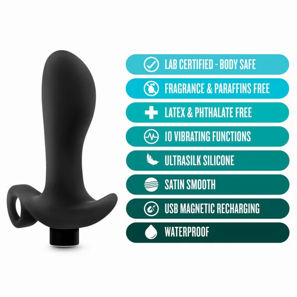 Anal Adventures Platinum Vibrating Prostate Massager 01 - Black 10.8 cm USB Rechargeable Prostate Massager — image 4 of 8