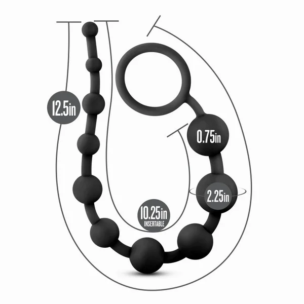 Anal Adventures Platinum 10 Anal Beads - Black - Black 31.7 cm Anal Beads — image 6 of 6