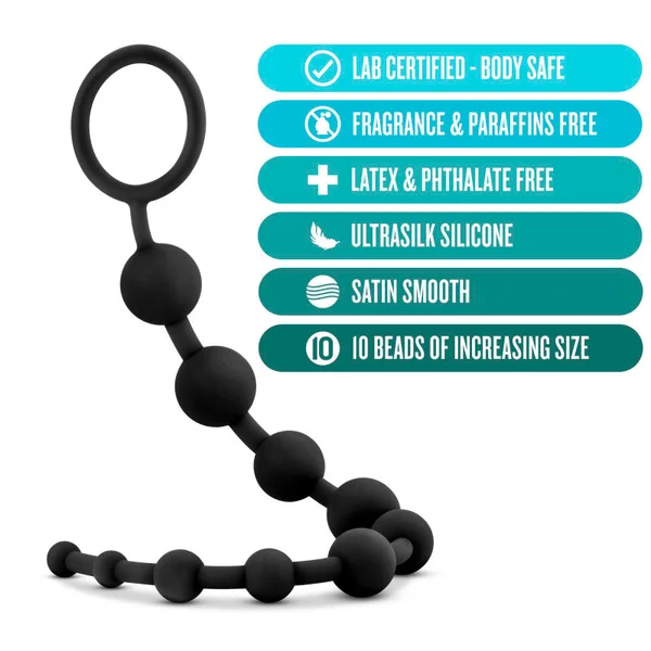 Anal Adventures Platinum 10 Anal Beads - Black - Black 31.7 cm Anal Beads — image 3 of 6