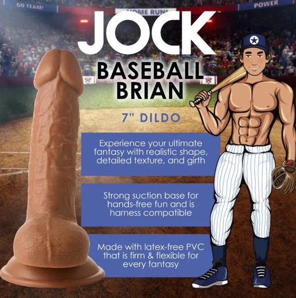 Fantasy JOCK Baseball Brian 7" Medium Dildo with Balls