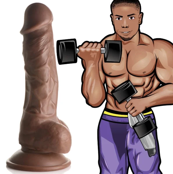 Fantasy JOCK Weightlifting Wesley 7" Dark Dildo with Balls — image 4 of 7