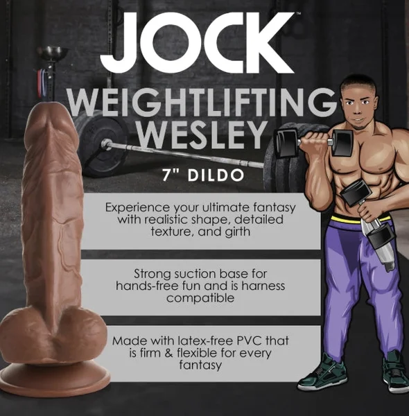 Fantasy JOCK Weightlifting Wesley 7" Dark Dildo with Balls — image 3 of 7