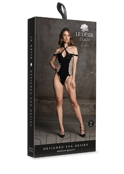 Le' Desir Shade Leda Bodystocking with Crossed Neckline and Off Shoulder Straps — image 3 of 4