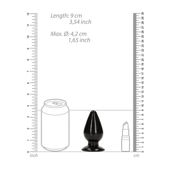 REALROCK 9 cm Anal Plug - Black - Black 9 cm (3.5'') Butt Plug — image 4 of 4