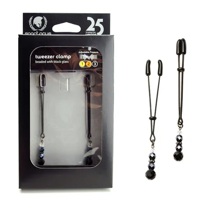spartacus tweezer clamp with black glass
