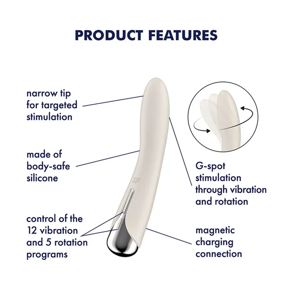 Satisfyer Spinning Vibe 1 - Blue - Blue 17.8 cm USB Rechargeable Rotating Vibrator — image 12 of 18