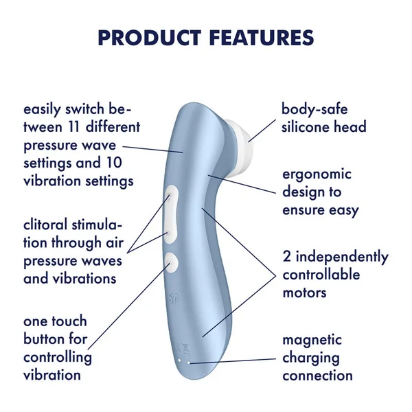 Satisfyer Pro 2+ - Blue Touch-Free USB-Rechargeable Clitoral Stimulator with Vibration — image 2 of 9