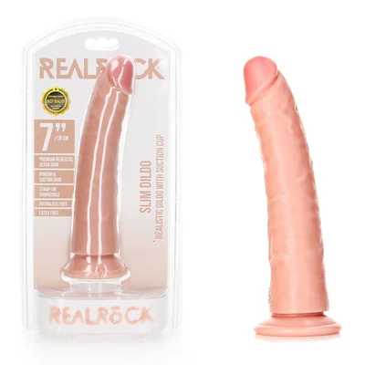 realrock realistic slim dildo with suction cup 18cm flesh 18 cm 7 dong
