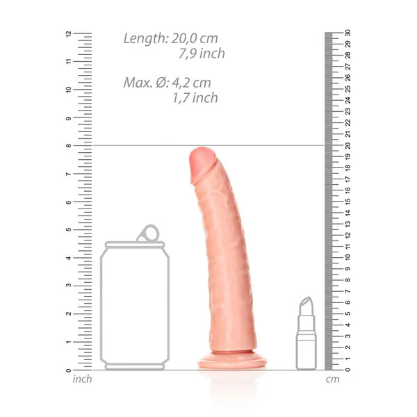REALROCK Realistic Slim Dildo with Suction Cup - 18cm - Flesh 18 cm (7'') Dong — image 8 of 8