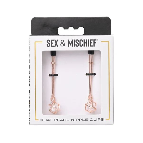 Sex & Mischief Brat Pearl Nipple Clips - Rose Gold - Set of 2 — image 7 of 8