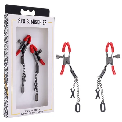 sm exs ohs nipple clamps red tipped metal nipple clamps set of 2