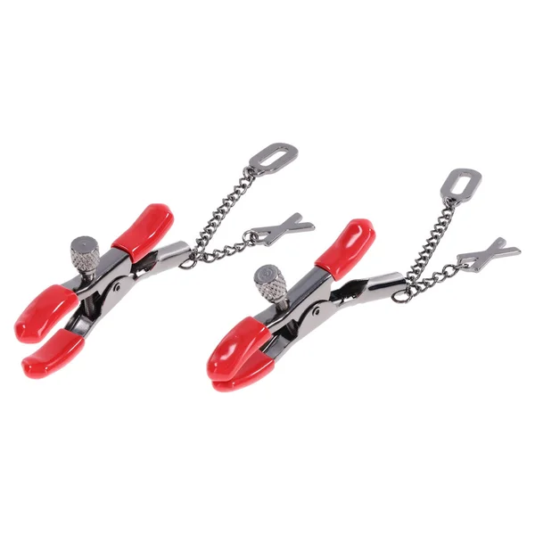 S&M Exs & Ohs Nipple Clamps - Red Tipped Metal Nipple Clamps - Set of 2 — image 7 of 9