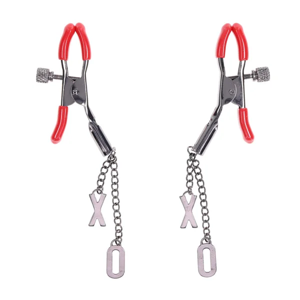 S&M Exs & Ohs Nipple Clamps - Red Tipped Metal Nipple Clamps - Set of 2 — image 3 of 9