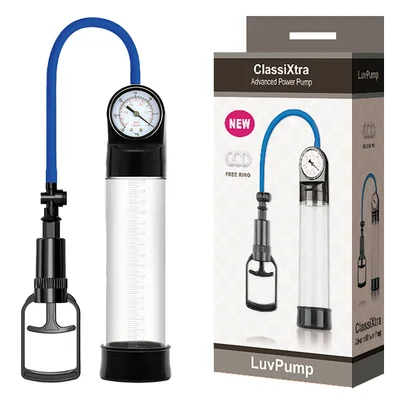 luvpump classixtra advanced power pump clear penis pump with pressure gauge
