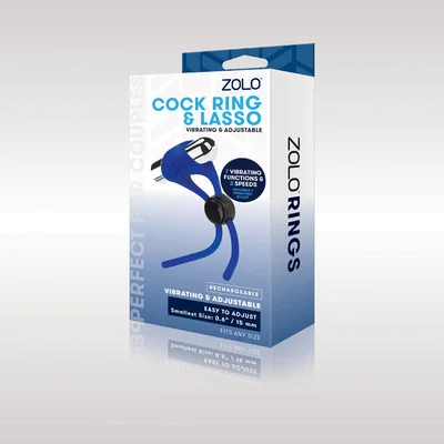 zolo rechargeable cock ring lasso blue usb rechargeable adjustable cock ring