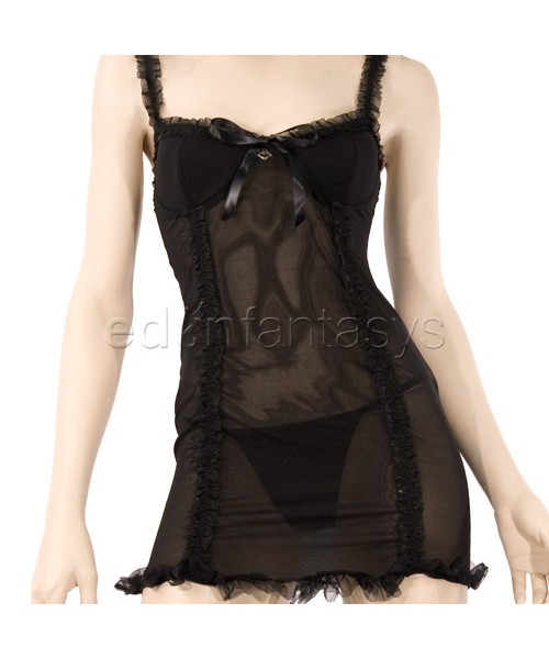 Ruffle trimmed mesh chemise