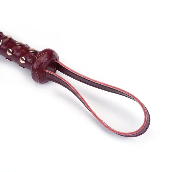 Wine Red Deluxe Cow Leather Heavy Flogger with Studded Handle — image 3 of 3