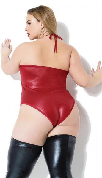 Merlot Lace-Up Wetlook Teddy