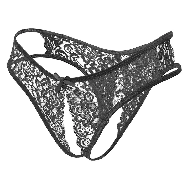 Love In Leather Crotchless Lace Panties — image 2 of 5