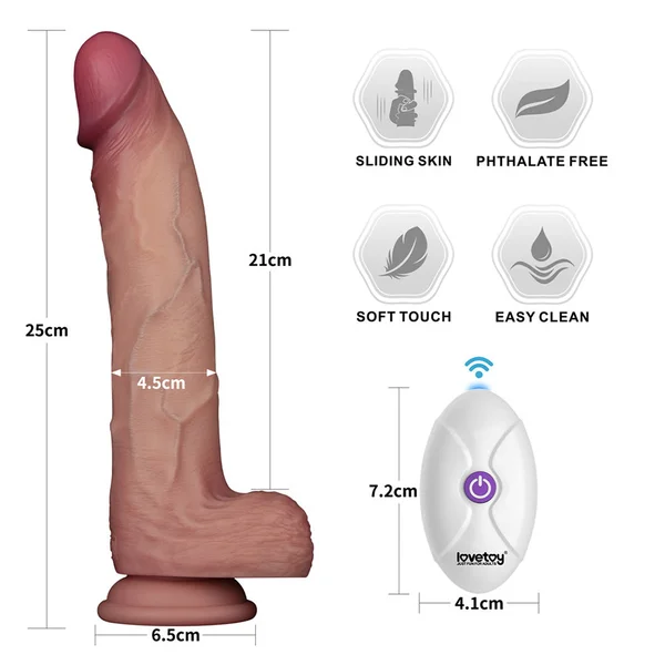 Lovetoy Sliding Skin Pro II Remote Controlled Vibrating 10 Inch Dong — image 4 of 5