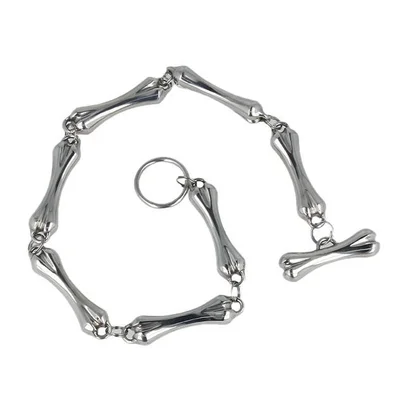 triune bone link stainless steel chain collar