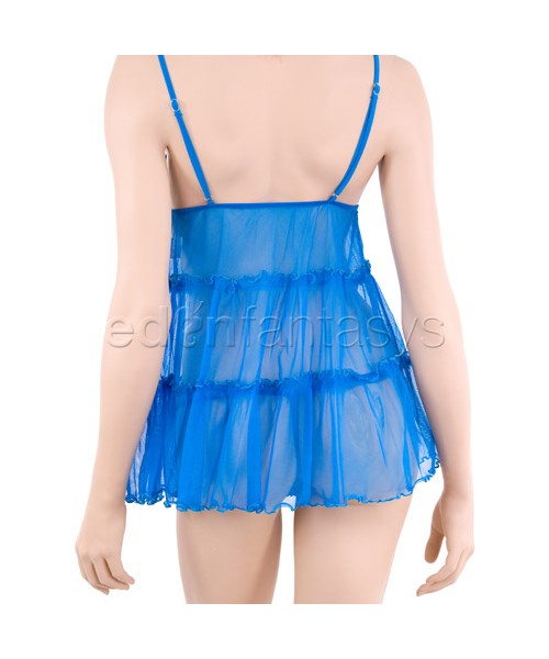 Turquoise mesh chemise and g-string