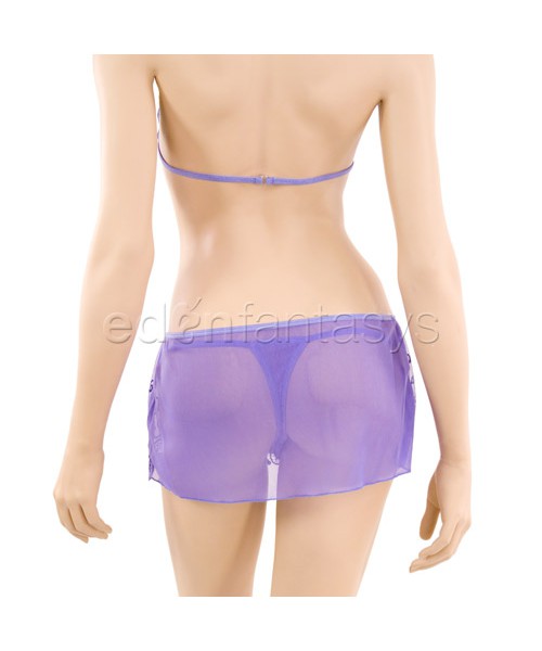 Lace bra, skirt, and thong