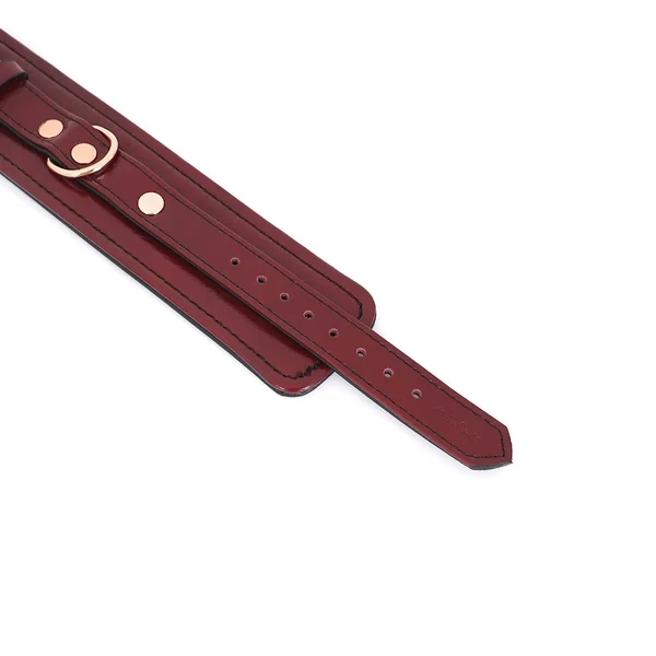 Wine Red Leather Handcuffs with Rose Gold Hardware — image 4 of 6