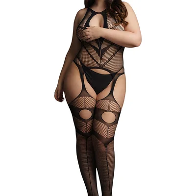 shots le desir high neck key hole suspender bodystocking queen