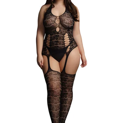 shots le desir opaque lace suspender bodystocking queen