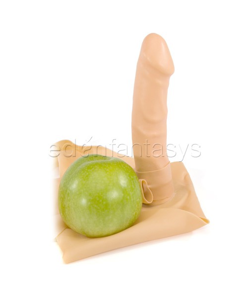 Wireless latex harness with slender penis