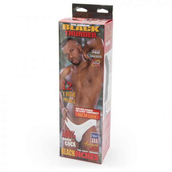 Doc Johnson Black Thunder Realistic Vac-U-Lock Dildo 9 Inch
