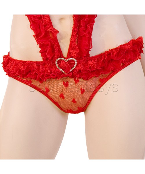 Deep v lace heart teddy